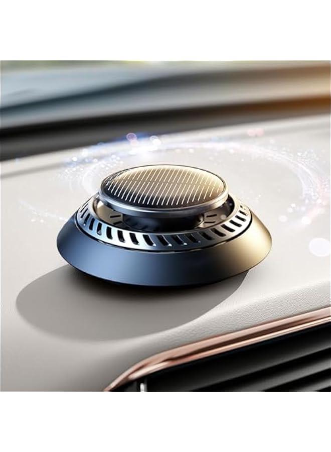 Ceeniu Solar Car Air Freshener F21, DIY Essential Oils, UFO Solar-Powered Auto Rotary Diffuser, Natural French Fragrance Cologne  Ocean, Two Oils, Aluminum Alloy, Dashboard Aromatherapy Freshener - Image 1